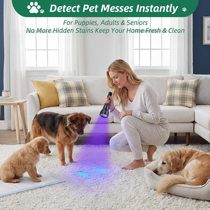 Black Light for Pet Urine Detection UV Flashlight 395Nm Pet Urine Detector Light for Cat Pee and Dog Stains Carpets Floors