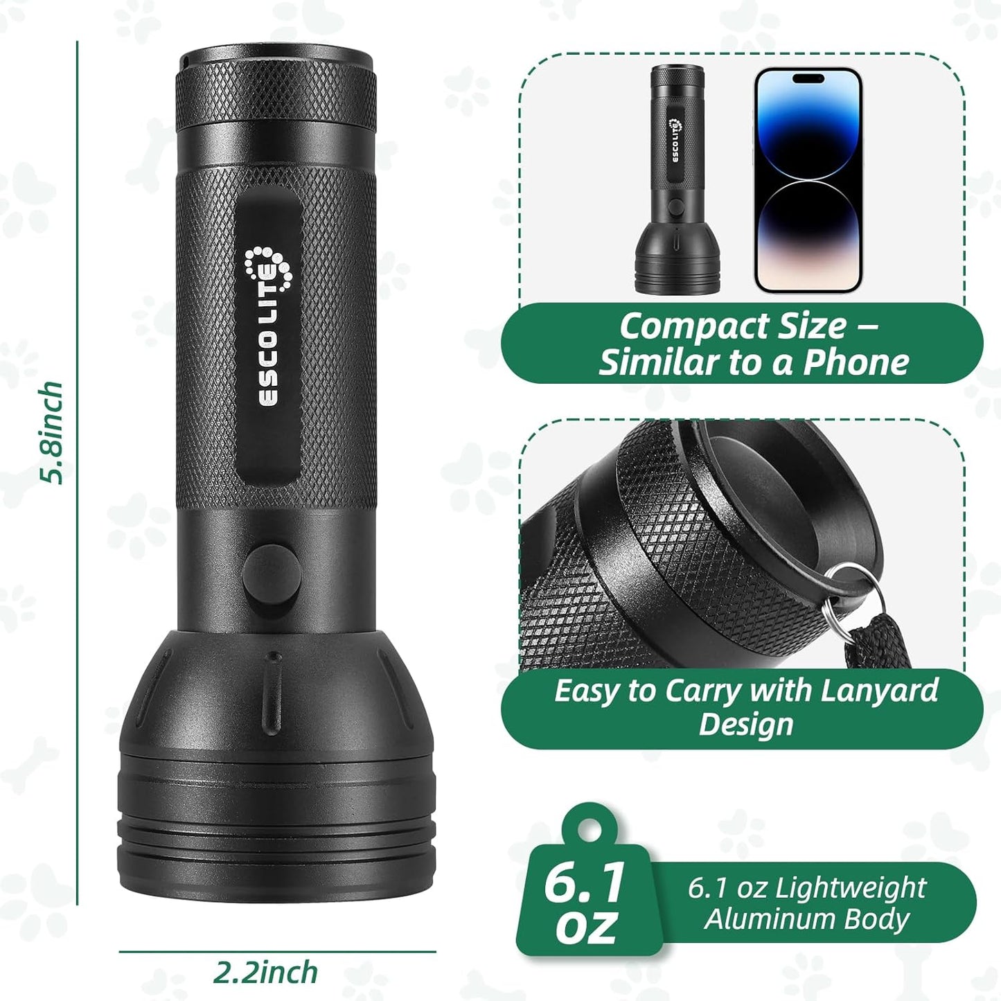 Black Light for Pet Urine Detection UV Flashlight 395Nm Pet Urine Detector Light for Cat Pee and Dog Stains Carpets Floors