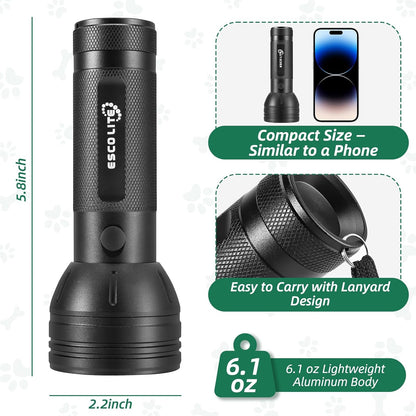 Black Light for Pet Urine Detection UV Flashlight 395Nm Pet Urine Detector Light for Cat Pee and Dog Stains Carpets Floors