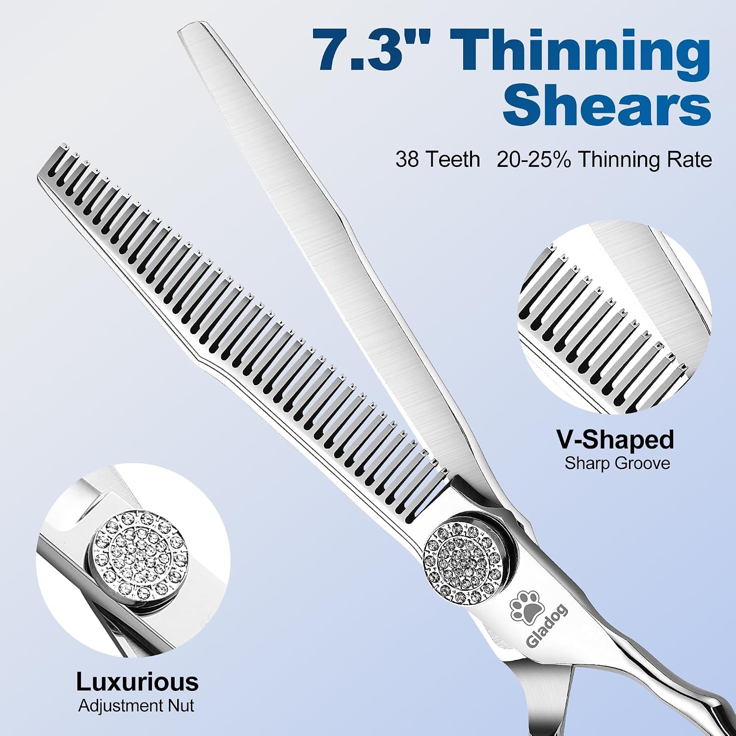 Luxury Dog Grooming Scissors Set - 7" Straight, 6.5" Thinning, 7" Curved Dog Shears for Grooming - 9CR Steel, Professional Grooming Kit for Dogs