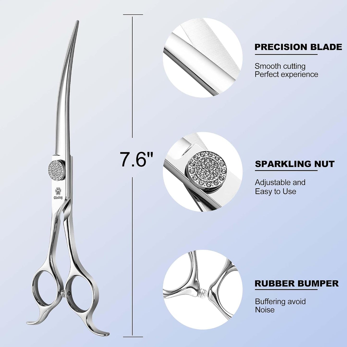 Luxury Dog Grooming Scissors Set - 7" Straight, 6.5" Thinning, 7" Curved Dog Shears for Grooming - 9CR Steel, Professional Grooming Kit for Dogs