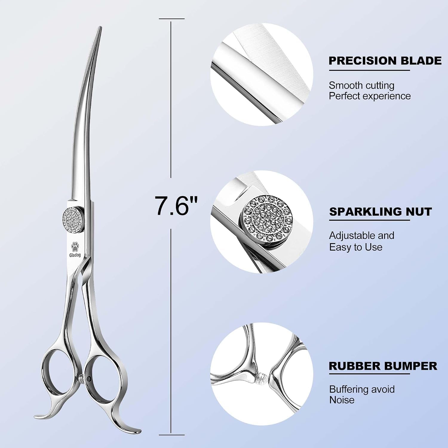 Luxury Dog Grooming Scissors Set - 7" Straight, 6.5" Thinning, 7" Curved Dog Shears for Grooming - 9CR Steel, Professional Grooming Kit for Dogs
